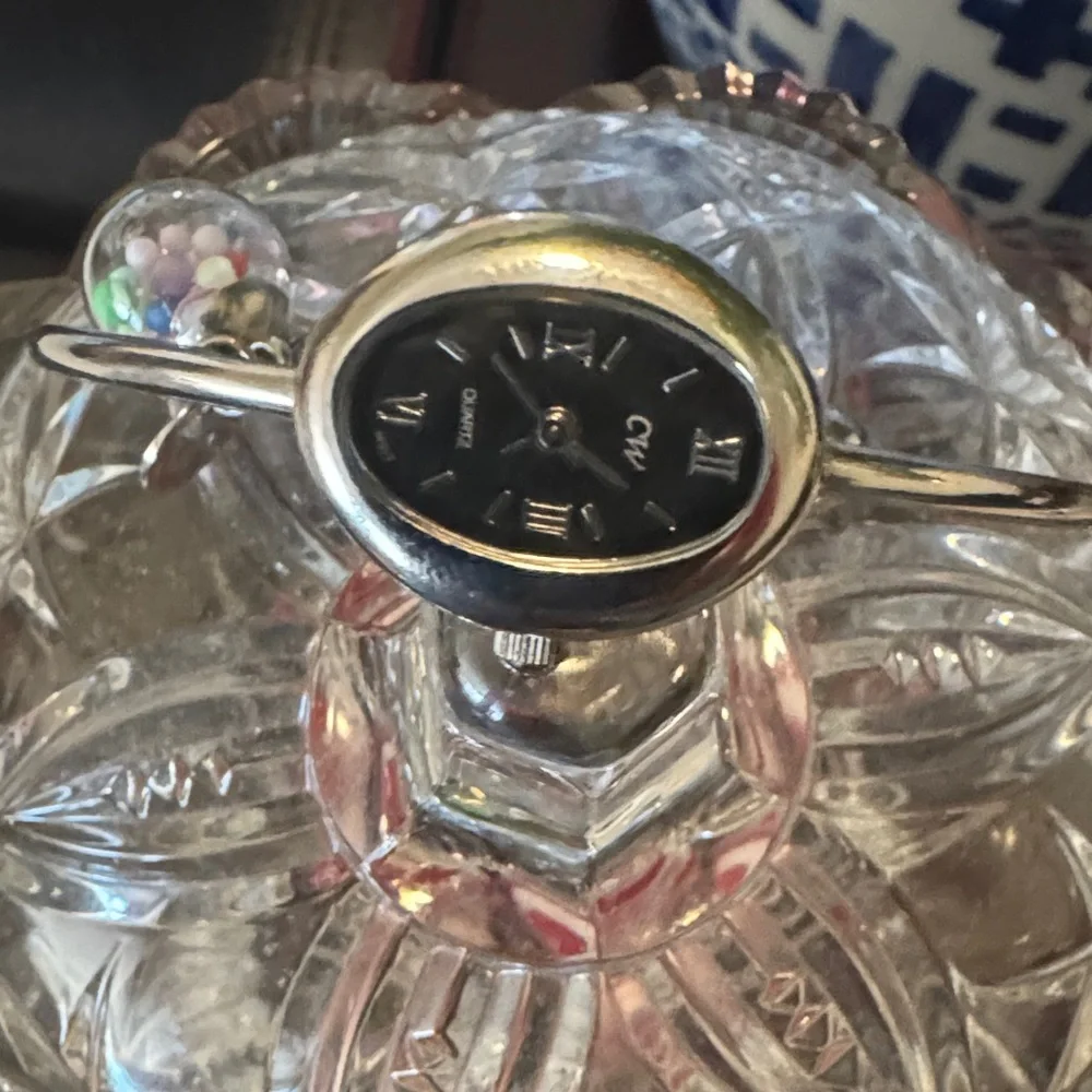 Vintage CW Silver Tone Charm Cuff Watch - Untested / For Parts or Fashion wear